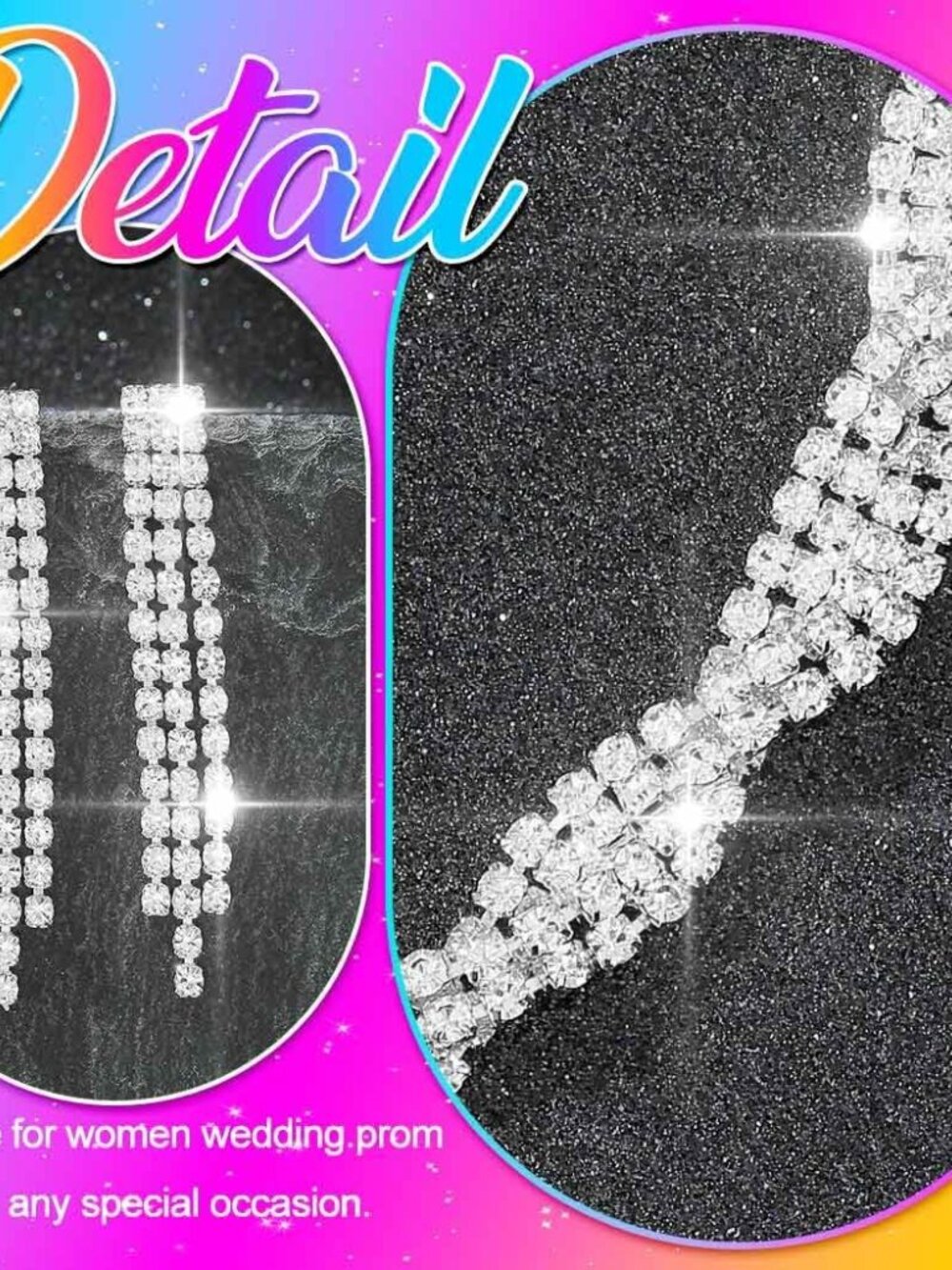 Bridal Wedding Jewelry Sets Rhinestones Choker Necklace Earrings Set Prom Formal - Picture 4 of 7